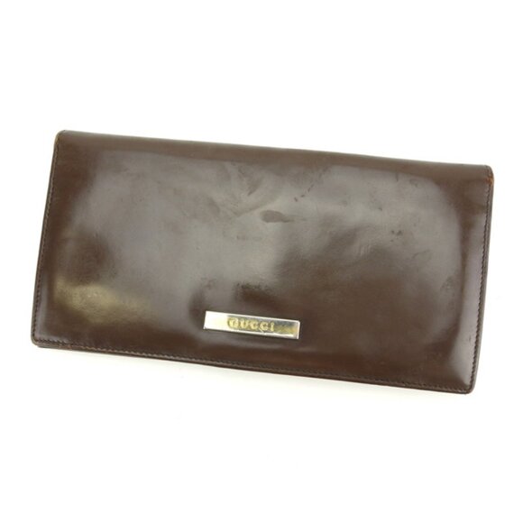 Gucci Wallet Purse Long Wallet Brown Gold Woman Authentic - Picture 1 of 2